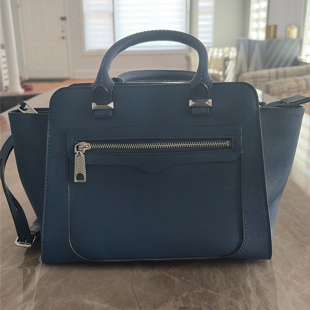 Rebecca Minkoff Regan Satchel Navy Leather Bag